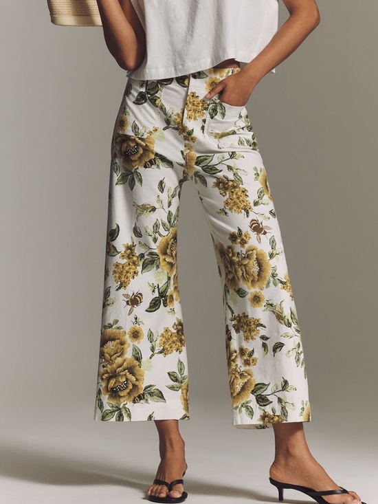 Anthropologie Pants - Anthropologie Colette Pants Maeve Linen Blend High Rise Cropped Wide Leg New 27